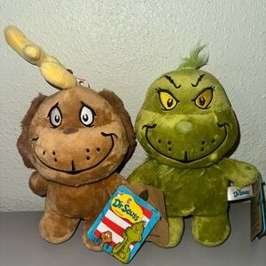 Dr. Seuss Grinch and Max Plush Duo - Green and Brown